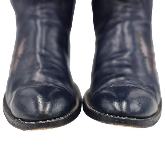 Vintage 1970s CUTTER BILL Cowgirl Boots 6B Navy Rainbow Leather Butterfly Cowboy - Picture 14 of 16